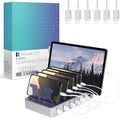 Fast Charging Station for Multiple Devices, 6-Port USB Charging Dock Silver | Smart IC Technology for Safe Charging, Organized storage, Works with Apple iPhone 14 and earlier & iPads, for home, office by HerculesTuff