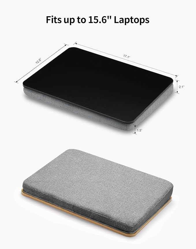 ZEAPTAC Lap Desk with Pillow Cushion, Portable Bed Desk, Fits up to 15.6 inch Laptop, Lap Stand for Bed & Couch & Carpet, Book/Tablet/Drawing Board Stand - Black - Image 6