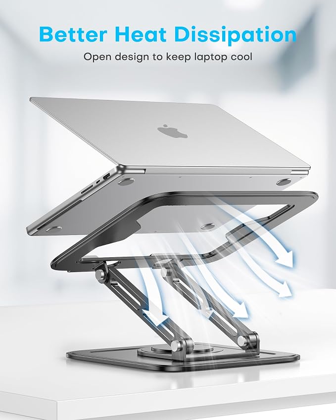 LOXP Adjustable Laptop Stand, Computer Stand with 360 Rotating Base | Ergonomic Laptop Riser Mount for Desk Foldable Protable Computer Desk Fits with MacBook Pro Air - Image 5