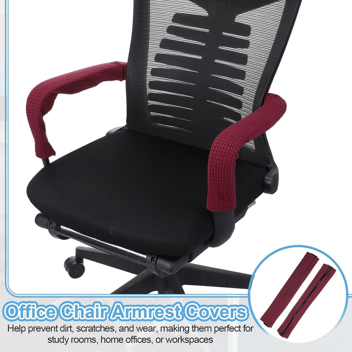 PATIKIL 22"x4" Office Chair Armrest Covers with Zipper Removable 1 Pair - Image 5