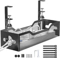Under Desk Cable Management Tray No Drill, Metal Mesh Cable Management Under Desk with Clamp Mount, 2 Hole Cable Tray with Wire Management and Cord Organizer for Home Office Standing Desk by Litwaro