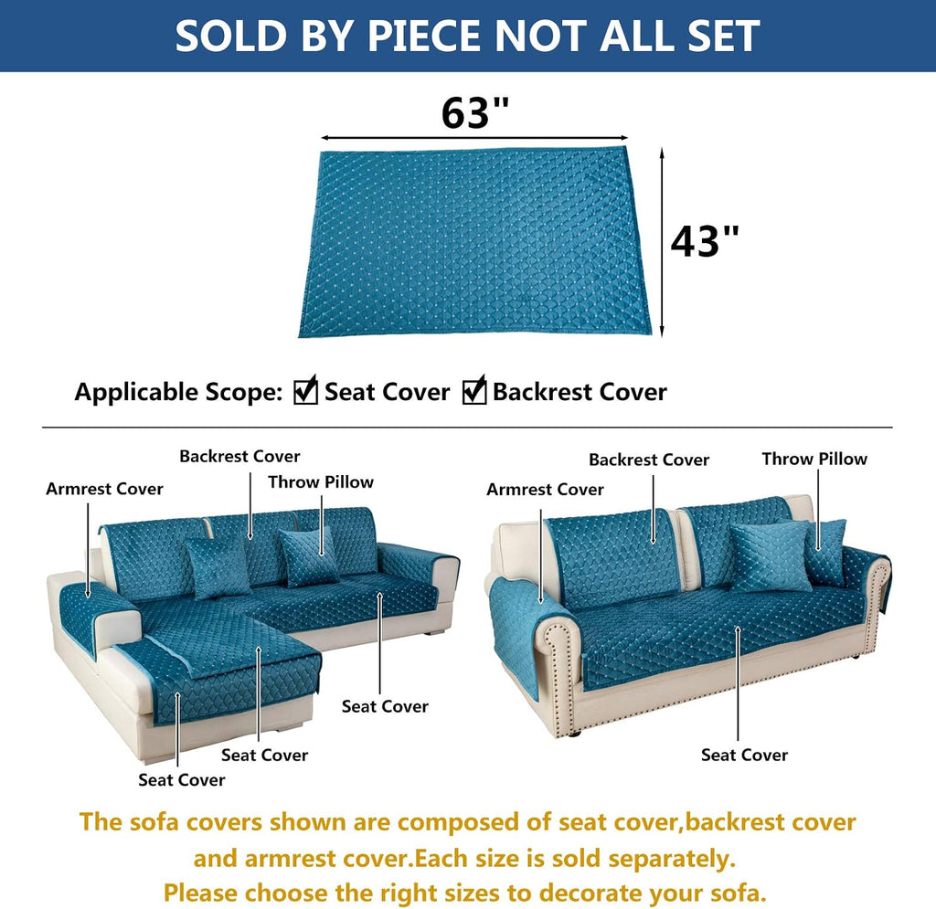 Velvet Sectional Couch Covers for Dogs,Blue,1PC,43''x63'' - Image 5