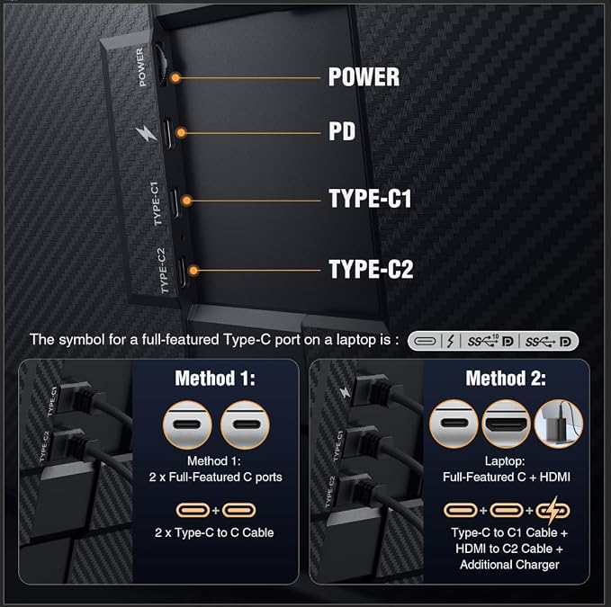 APILDELLA 15.6’’ Triple Laptop Screen Extender, 1080P FHD Portable Dual Monitor for Laptop USB C HDMI, Plug-Play Monitor Extender for Triple Display for Mac/Windows, Fit 13”-17.3” Laptops - Image 5