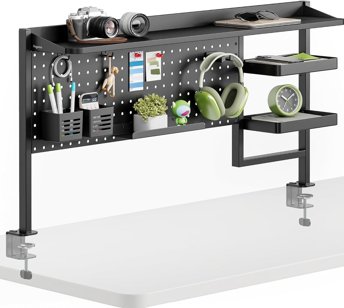 44" Clamp on Desk Shelf, Desktop Shelving System, Bundle with 8 Pieces Accessories, Black - Image 4