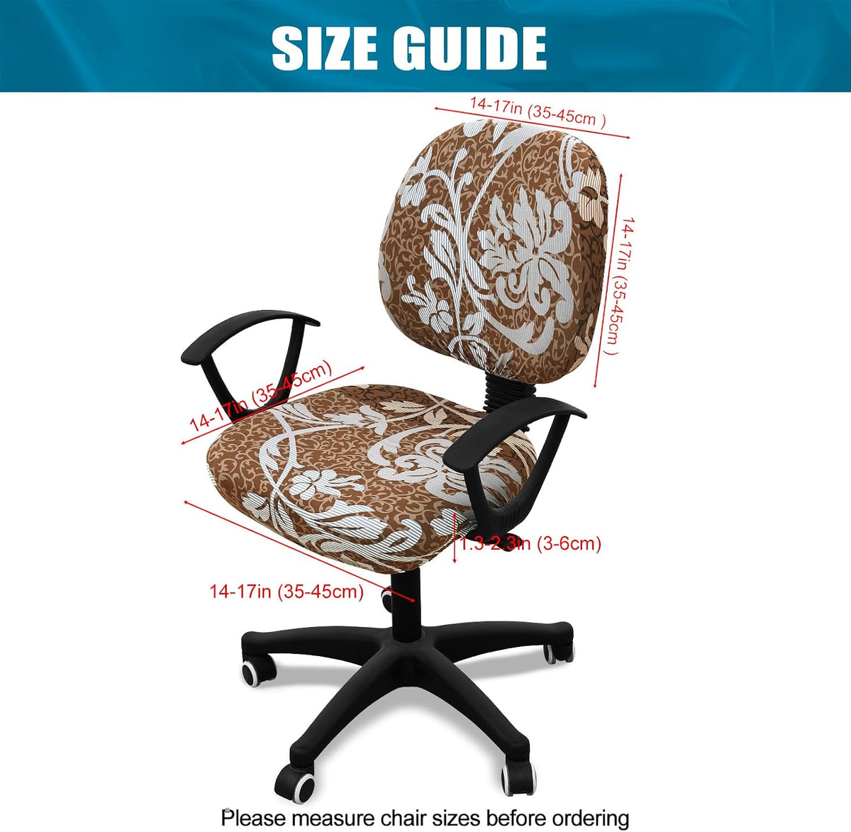 Smiry Stretch Printed Office Computer Desk Chair Covers for Seat & Backrest - Image 4