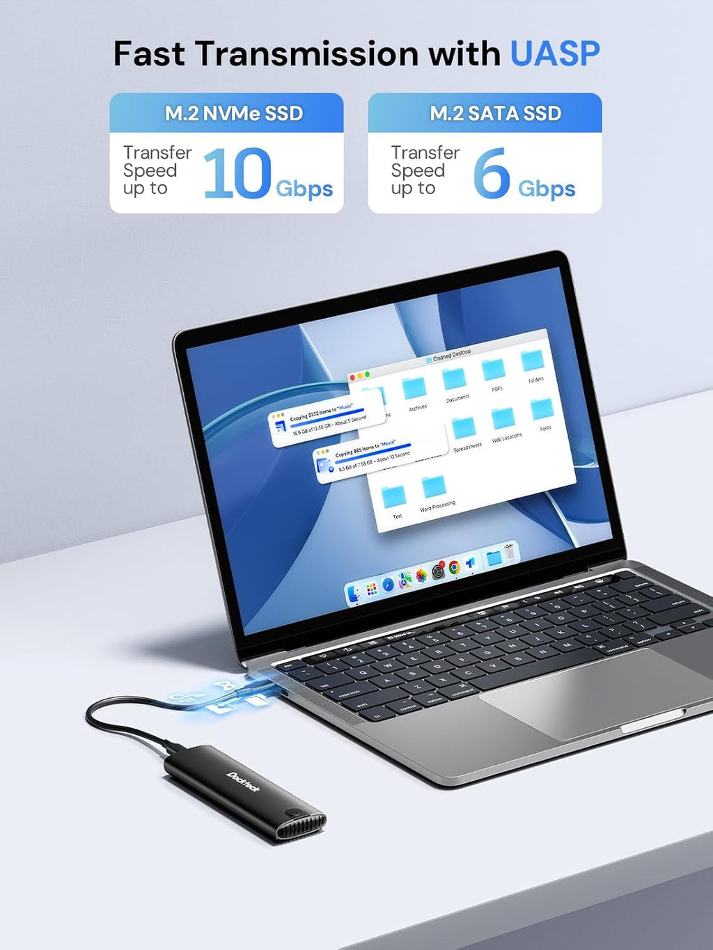 Tool-Free M.2 NVMe SATA SSD Enclosure for SSDs 2230/2242/2260/2280 - Image 4