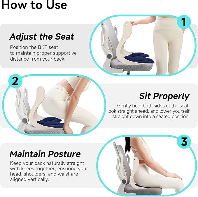 BKT Ergonomic Seat Cushion - Lumbar Support Pillow for Office Chair & Floor | Premium upgraded materials for long sitting. Comfort for students, nursing mothers, office workers and outdoor fishing trips - Image 8