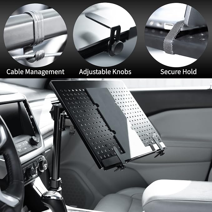 VIVO Single Laptop Car Mount, Fully Adjustable Extension, Notebook Stand for Trucks, Vans, and SUVs, Articulation and Height Adjustment, Black, MOUNT-CAR01 - Image 4