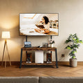 Mobile TV Stand with Charging Station and Adjustable Mount, 2-Tier Rolling TV Console Table for TVs up to 70 inch, for Living Room, Bedroom, Rustic Brown and Black TDS10UBF by CHOEZON