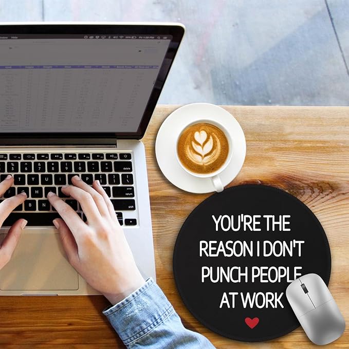 Funny Work Mouse Pad, Small Round Mousepad for Desk, Laptop | Mini Travel Wireless Mice Pad for Computer, Office Accessories, Coworker Gifts, 8.6 x 8.6 inch - Image 3