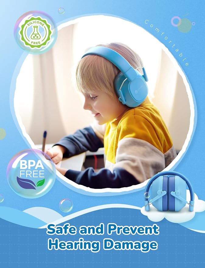 iClever EM01 Noise Cancelling Headphones for Kids Adults, SNR 29dB EarMuffs | Noise Reduction Ear Muffs for Autism Sensory Concentration Aid Ear Hearing Protection for Fireworks Event Monster Jam Concert - Image 3