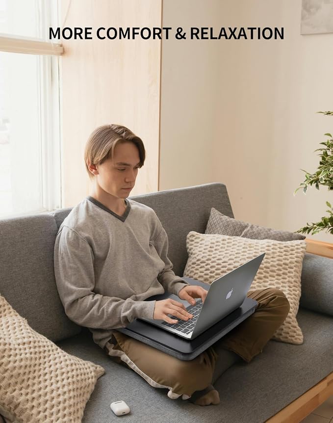 ZEAPTAC Portable Lap Laptop Desk with Pillow Cushion, Fits up to 15.6 inch Laptop, Lap Stand for Bed & Couch & Carpet, Book Tablet/Drawing Board/Computer Laptop Stand - Black - Image 3