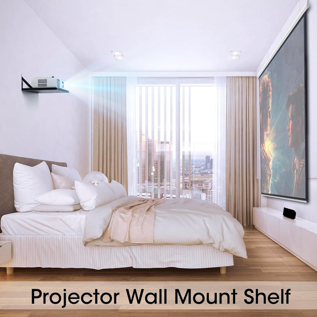 DAWASAPAT Projector Shelf, All Black Projector Wall Mount Floating Shelf, Projector Stand, Projector Rack Holder, 15.7" x 9.8" (L*W) Projector Mount with Cable Ties-2pcs - Image 3