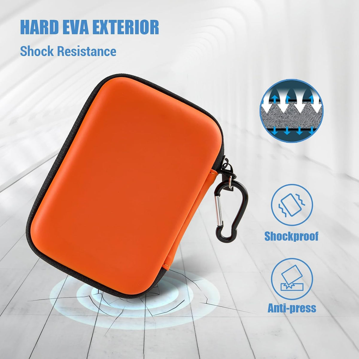 ProCase External Hard Drive Travel Case for 2.5" HDD/SSD -Orange - Image 4