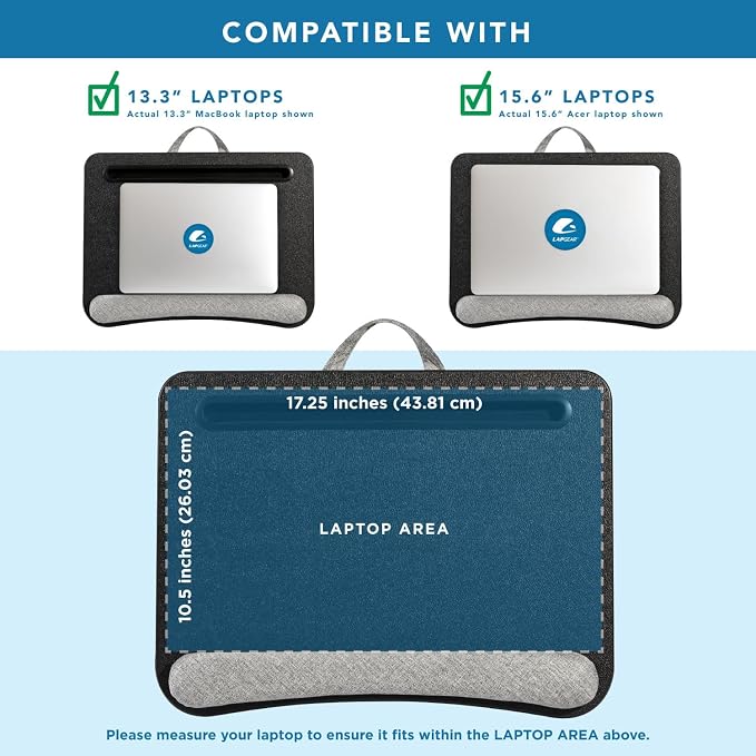 LAPGEAR Portable Laptop Lap Desk – Black, Fits 15.6" Laptops - Image 3