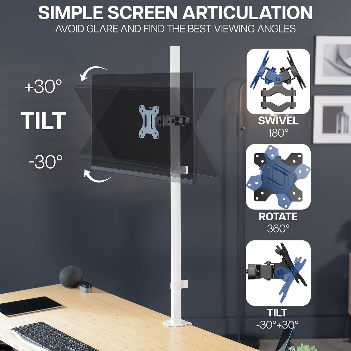 VIVO Black Pole Bracket Monitor Mount for 17-32 in Screen, MOUNT-POLE01 - Image 7