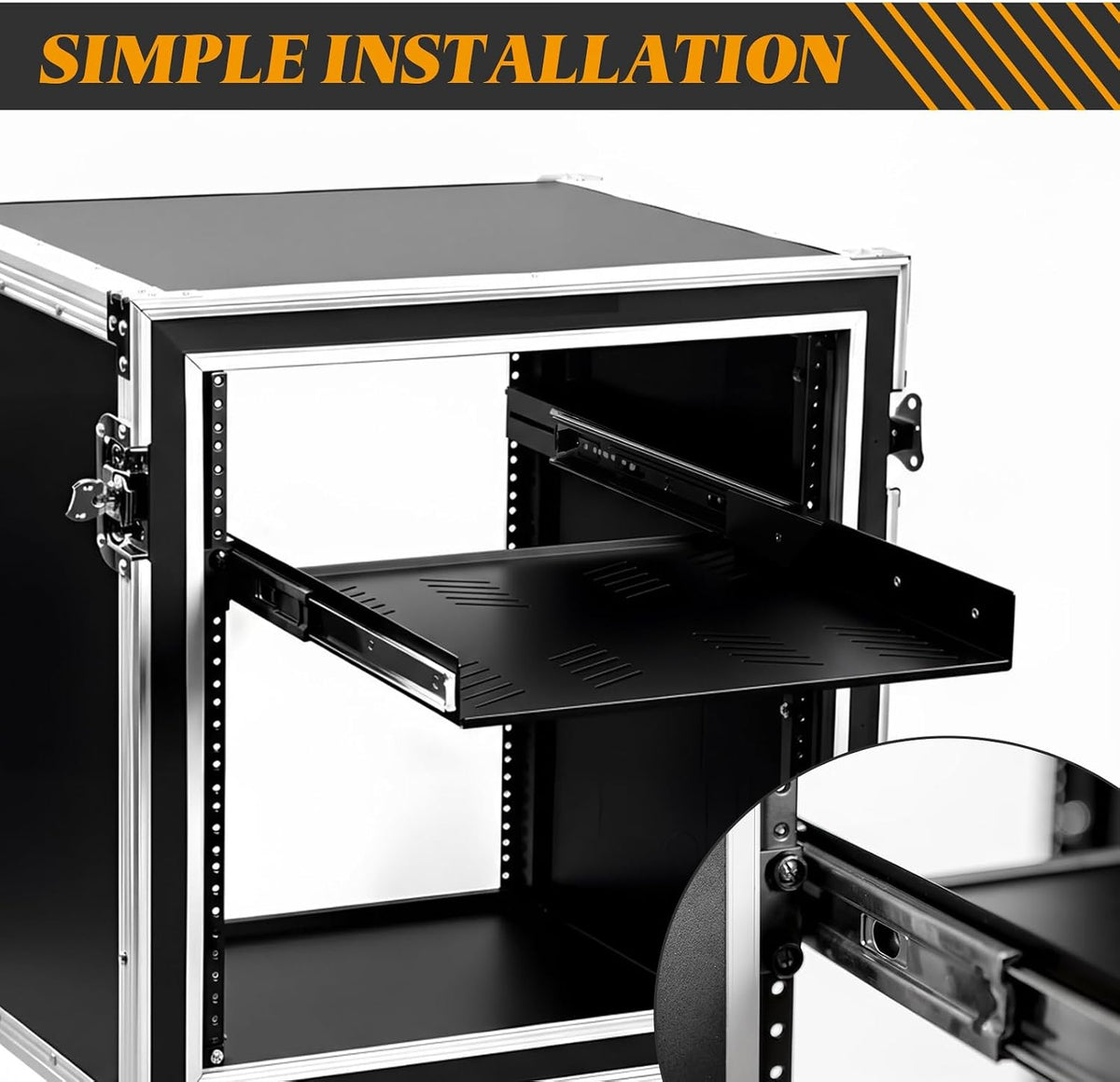 2 Pcs 1u Sliding Rack Shelf, Adjustable Mounting 15-29 Inch Depth - Image 4