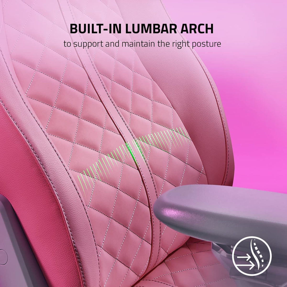 Razer Enki Gaming Chair, Built-in Lumbar Arch, All-Day Comfort, Pink - Image 5