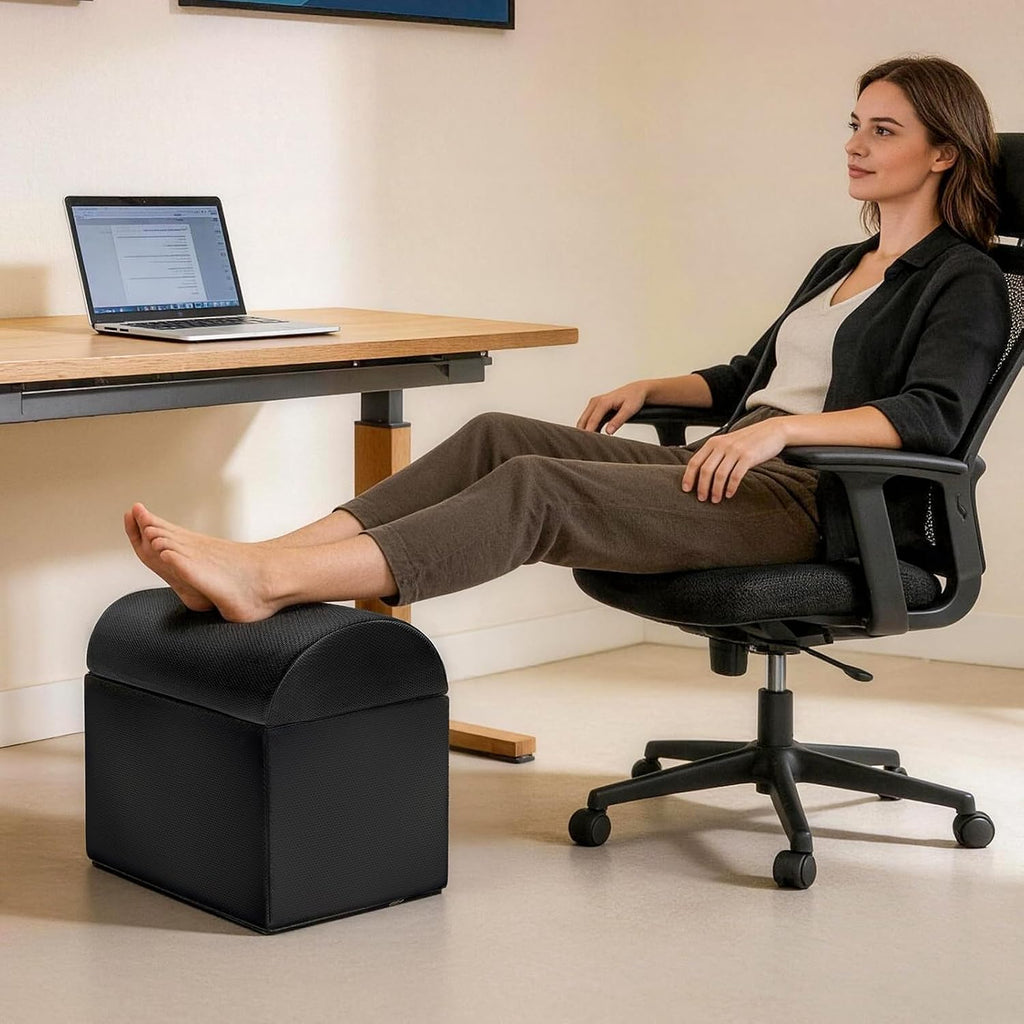 Adjustable Footrest for Under Desk at Work Ergonomic Foot Rest with 3 Adjustable Height Foot Stool for Under Desk Office Footrests with Removable Washable Mesh Cover, Black - Image 6