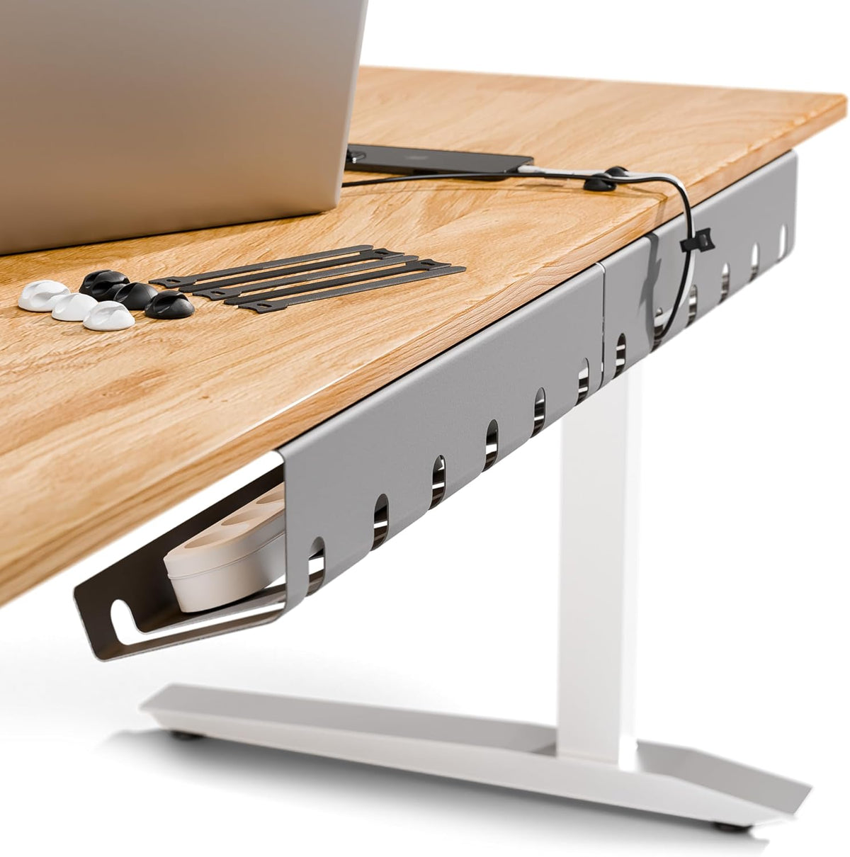 PAMO Cable Management Under Desk, Set of 2 - Grey/Silver by pamo