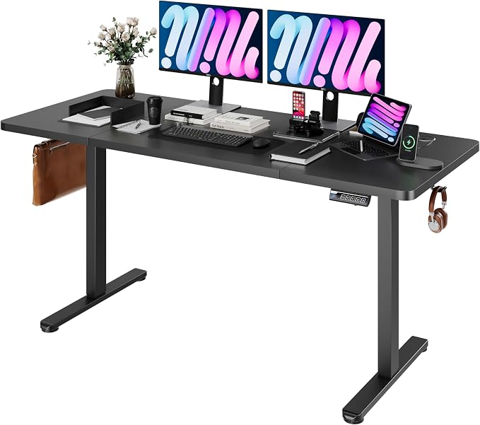 Monomi Large Electric Standing Desk 71“x31.5“ Height Adjustable,Black | Sit Stand Up Desk for Home Office,Ergonomic Computer desk with Memory Preset and Anti-Collision,Headphone Hook by MONOMI