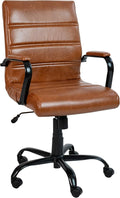 Flash Furniture Mid-Back LeatherSoft Executive Office Chair, Brown/Black | 360° Swivel, Height Adjustable, Commercial Grade by FlashFurniture