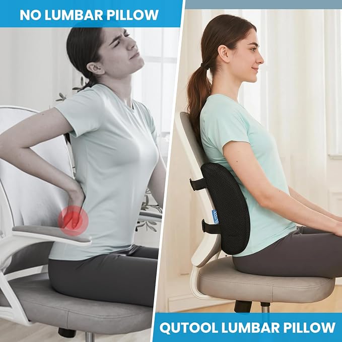 Lumbar Support Pillow for Office Chair, Office Home Essentials,Gifts for Mom,Dad, Back Support Pillow for Car, Chair Cushions,Back Pain Relief Improve Posture,Mesh Cover Double Adjustable Straps - Image 3