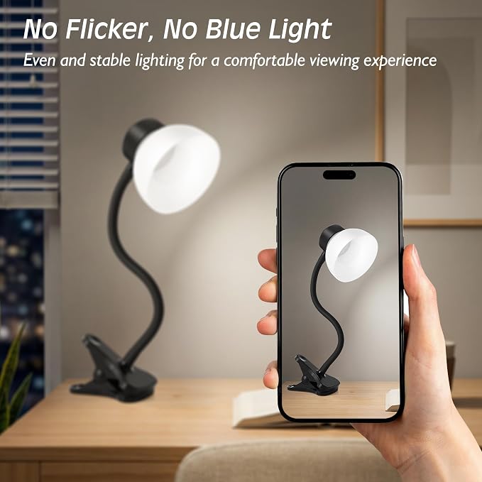 Desk Lamps for Home Office,Small LED Reading Lamp,5000K Eye-Care Desk Light | Clip On Desks Lamps for College Dorm, Kids Desk, Bed Headboard, Flexible Gooseneck, Compact Small Table Lamp - Image 3