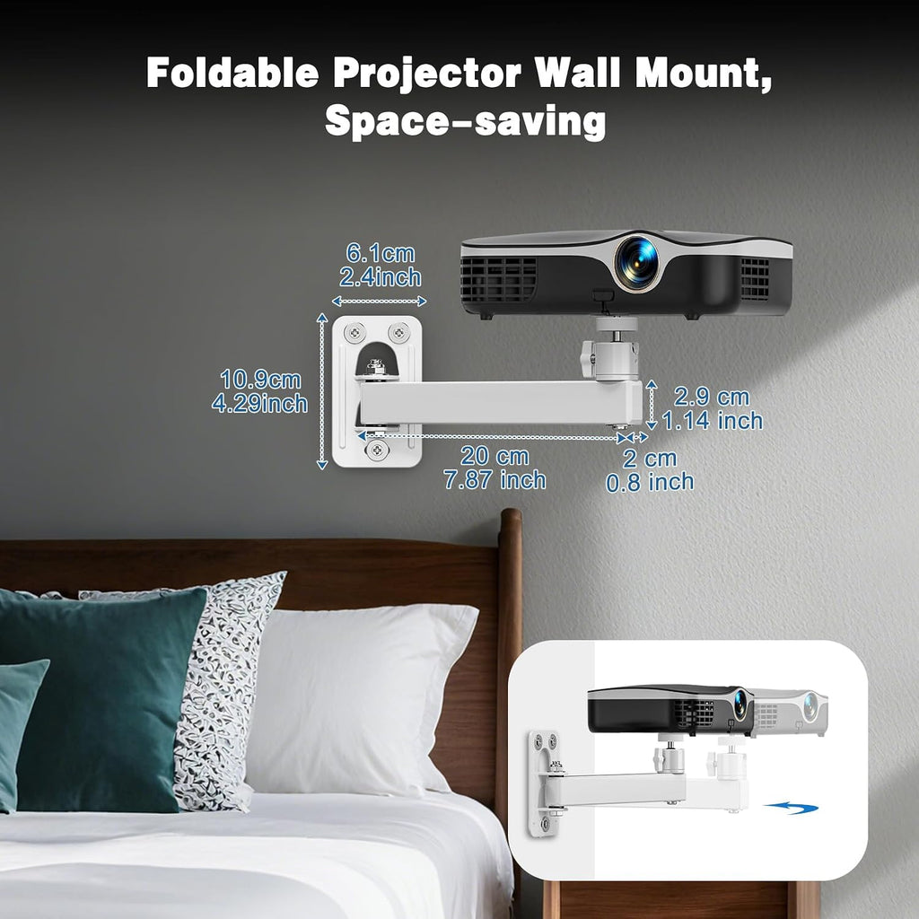 Projector Stand, Projector Wall Mount with 1/4-Inch Thread, White - Image 3