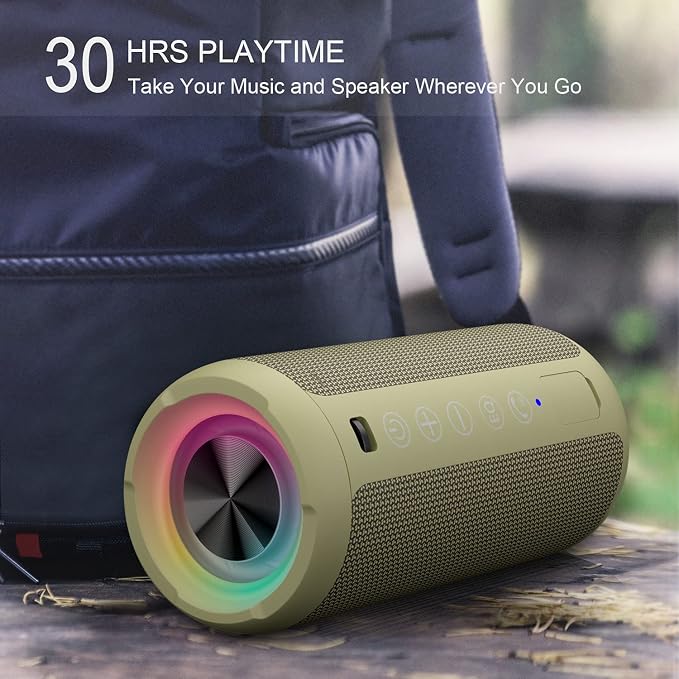 Ortizan Portable Bluetooth Speakers, IPX7 Waterproof Wireless Speaker with 24W Loud Stereo Sound, Outdoor Speaker with Bluetooth 5.3, Deep Bass, RGB Lights, Dual Pairing, 30H Playtime for Home - Image 6