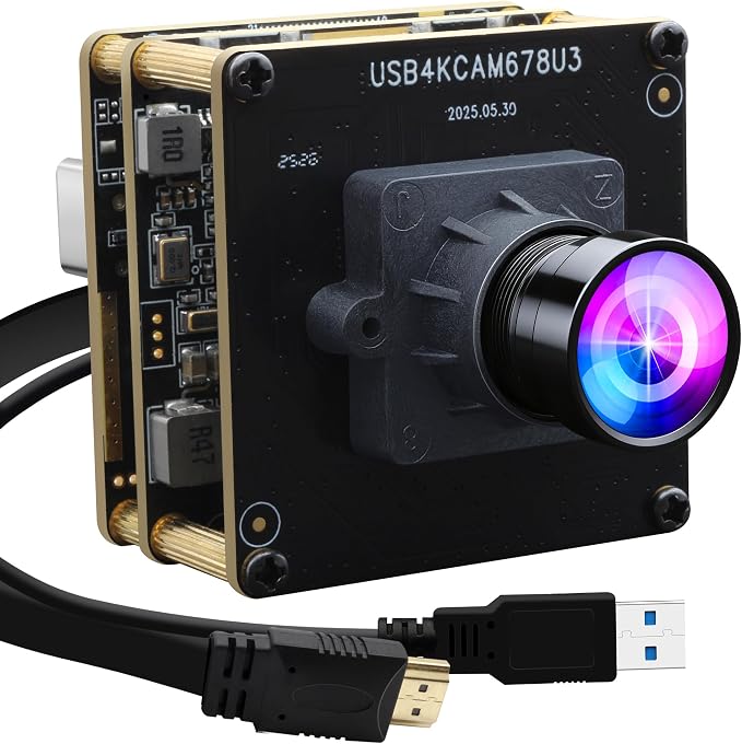 ELP 4K 60fps USB3.0 HDMI Camera Module H.264 Wide Angle High Speed UVC Lightburn Cameras for Computer Low Illumination Simultaneous Output Webcam M12 100° Web_camera for Windows Linux Mac TV Projector by ELP