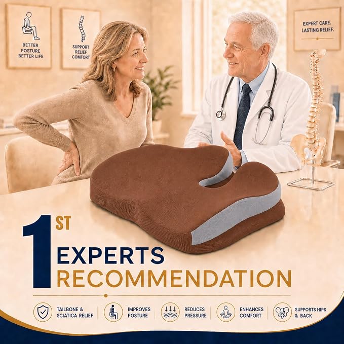 Memory Foam Ergonomic Seat Cushion for Office Chairs Pain Relief | Suitable for prolonged sitting, relieves tailbone pain, fits office chairs, wheelchairs, car seats and computer desk chairs - Image 9