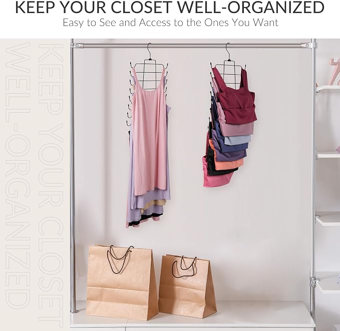 ZEDODIER 3 Pack Tank Top Hanger, Bra Organizer for Closet, Space Saving | 48 Hooks Total, Sturdy Metal, 360° Rotating, Foldable Design, Hanging Closet Organizers and Storage for Apartments and Dorms - Image 5