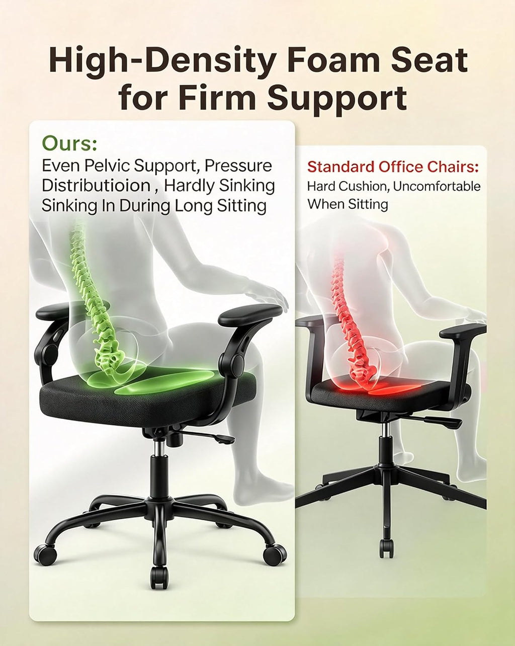 Marsail Ergonomic Office Chair, Desk Chair with Flip-up 3D Armrests - Image 6