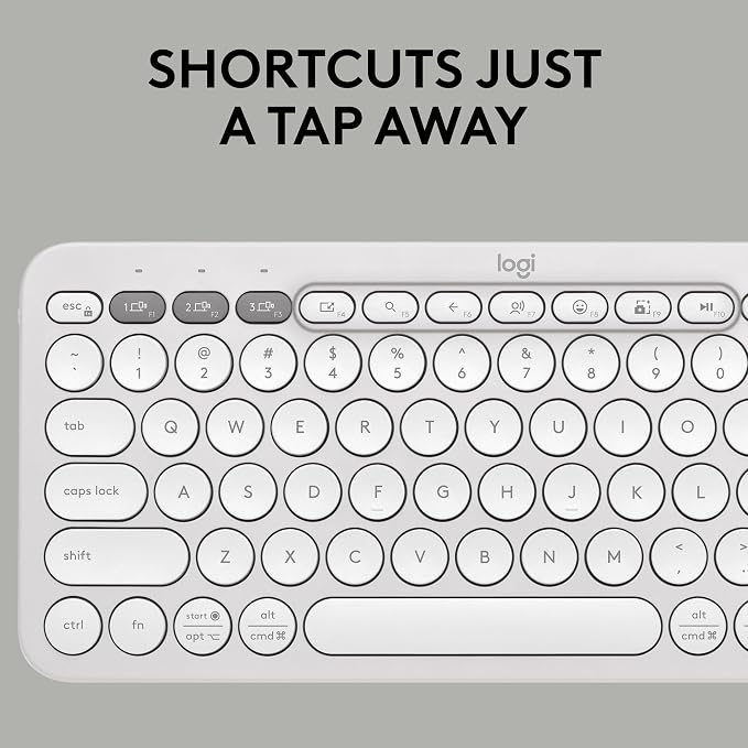 Logitech Pebble Keys 2 K380s Keyboard, Bluetooth, Wireless - Tonal White | Multi-device connectivity, customizable shortcuts, slim and portable, easy-switch for macOS, iPadOS, Android, Chrome OS - Image 4
