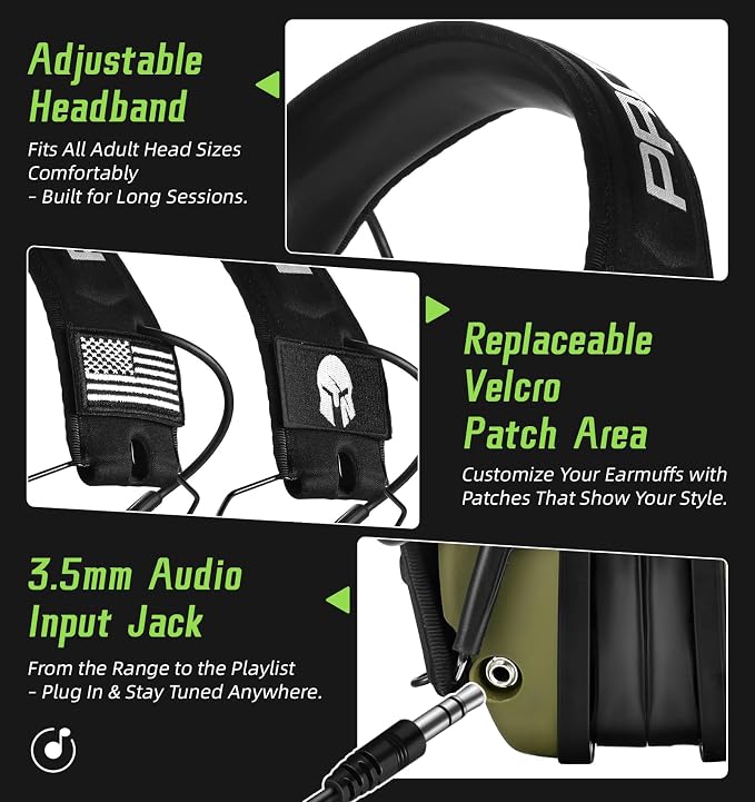 PROHEAR Digital Electronic Shooting Ear Protection Muffs with GEP02 Gel Ear Pads, Hunting 5X Sound Amplification Earmuffs, NRR 23dB Low Profile Hearing Protection for Gun Range - Green - Image 5