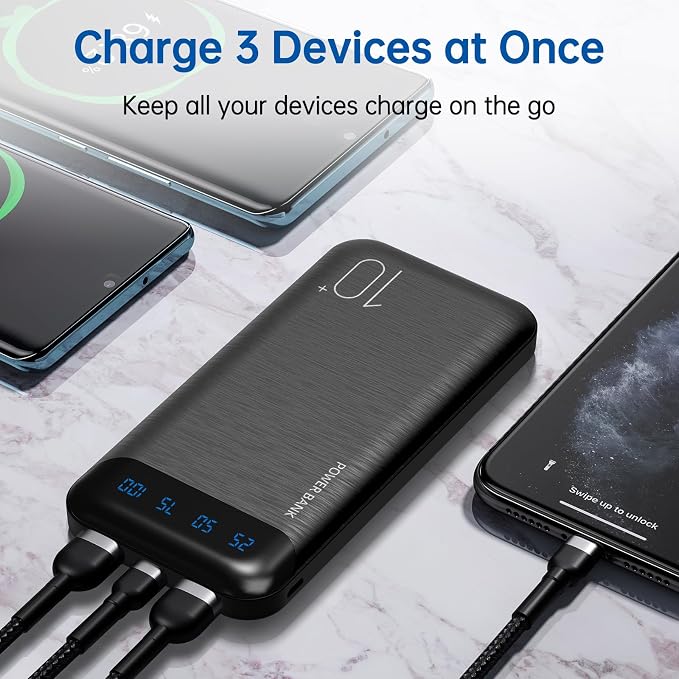 YOBON Power Bank 2 Pack 10000mAh Portable Charger with 2 USB 2.4A Outputs & USB C in/Out Slim Battery Pack for Huawei iPhone 16 15 14 13 12 iPad Samsung Galaxy Android Tablet - Image 3