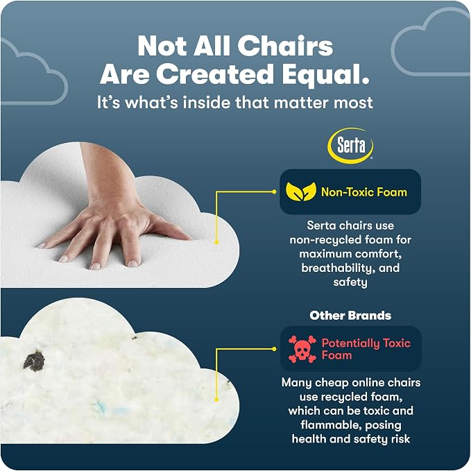 Serta Ergonomic Executive Office Chair with Lumbar Support, Leather Chair | Garret, Back Pain Relief, Foam Seat Cushion, Padded Arms, Adjustable Height and Reclining, Home Desk Chair with Wheels, Beige - Image 5