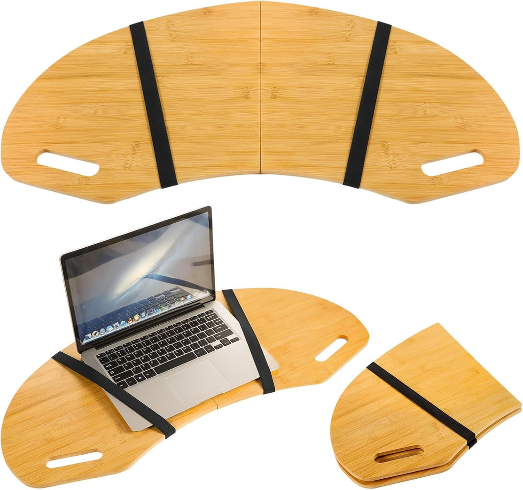 GlikCeil 29.5 Inch Wood Lap Desk with Handles Foldable Tray, Wood Color by GlikCeil