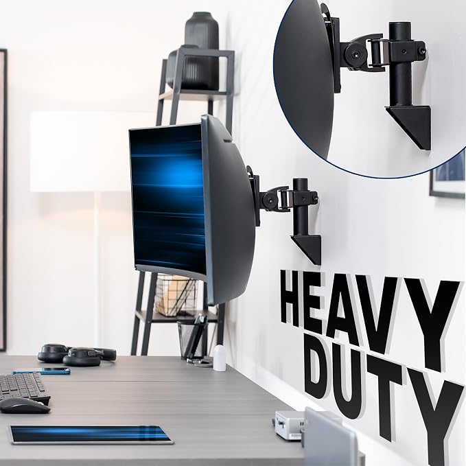 VIVO Single Ultrawide Monitor Wall Mount for Up to 49 inch Screens, Articulating and Height Adjustable, Holds Ultra Wides Up to 44 lbs, Black, MOUNT-WCB01A - Image 4