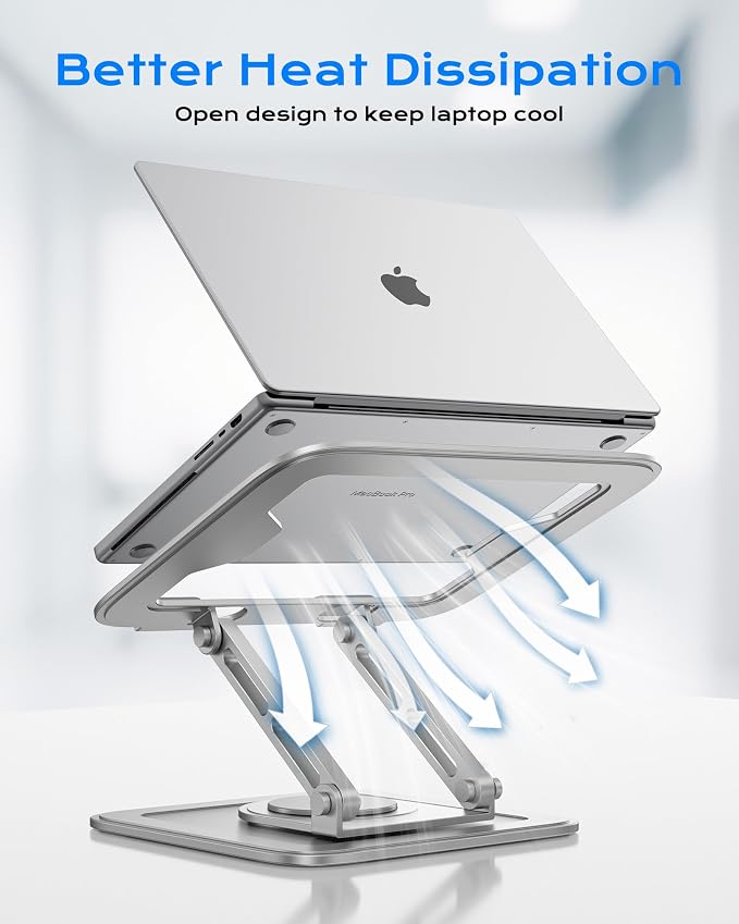 LOXP Adjustable Laptop Stand, Computer Stand with 360 Rotating Base | Ergonomic Laptop Riser Mount for Desk Foldable Protable Computer Desk Fits with MacBook Pro Air - Image 4