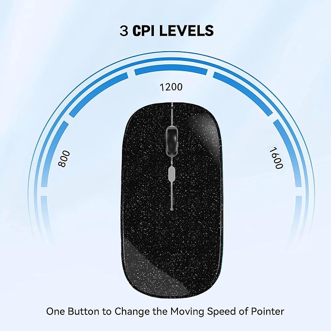 AIKOKOK Wireless Mouse, Bluetooth Mouse Rechargeable Dual Mode,Bright Black | Bluetooth 5.2 & 2.4G USB Receiver, 3 Adjustable DPI, Slim, Silent, Portable Computer Mouse for Laptop, PC,MacBook,iPad,Tablet - Image 9