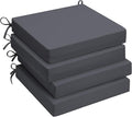 UNIKOME Outdoor Chair Cushions Pack of 4, Water Resistant Patio Cushions with Ties, High Density Sponge Filling Square Corner Seat Cushions for Outdoor Furniture, 18.5"*16"*3", Grey by UNIKOME