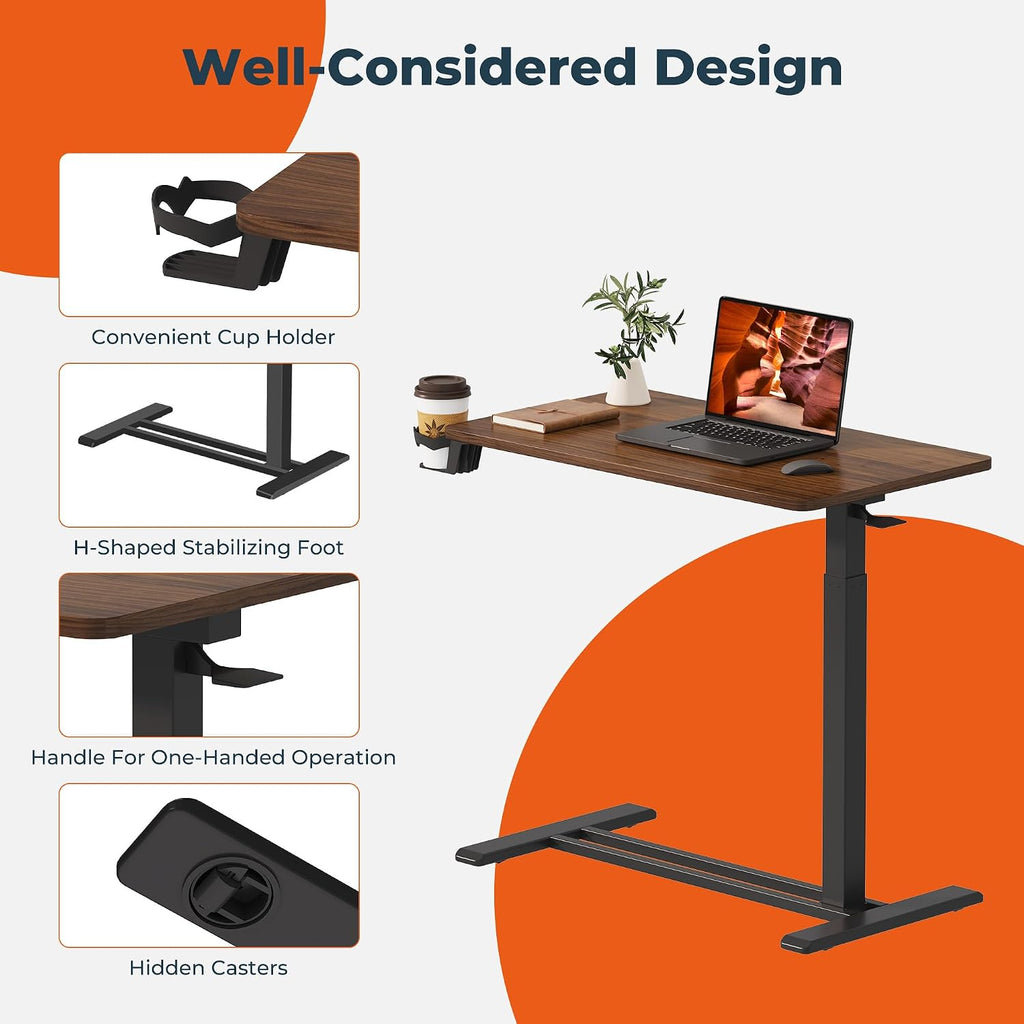 32''Large Medical Overbed Bedside Table with Wheels,Rolling Table - Image 5