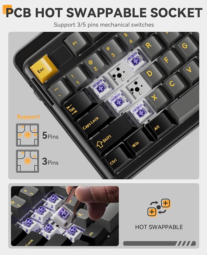 DAREU EK98pro Wireless Mechanical Keyboard,96% Creamy Gaming Keyboard with Number Pad,Tri-Mode BT/2.4GHz/USB-C,Pre-lubed Linear Switches,Gasket Structure,Hot Swappable Custom,Backlit for Win/Mac - Image 6