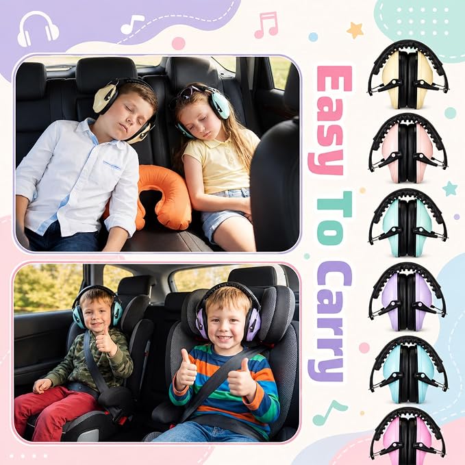 6 Pcs Noise Cancelling Headphones Kids Adult Ear Muffs Bulk, Ear Protection 27dB Noise Reduction Hearing Earmuff(Sweet Style,Macaron Colors) - Image 7