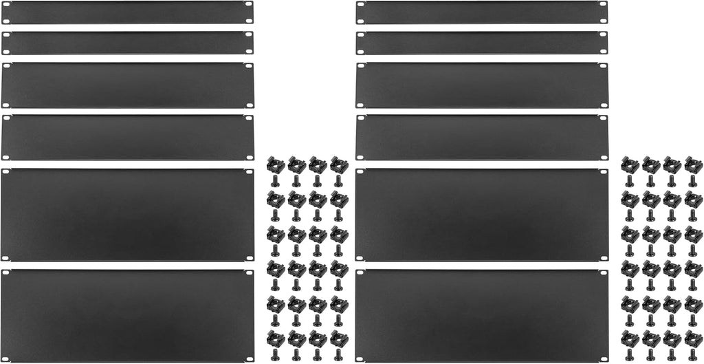 PATIKIL 6 Pcs 1U,2U,4U Blank Panel Metal Rack Mount, 19 Inches, Filler Panel Mount Spacer Rack Blanking Panel Kit for Enclosure Server Rack Cabinet Black (Pack of 2) by PATIKIL