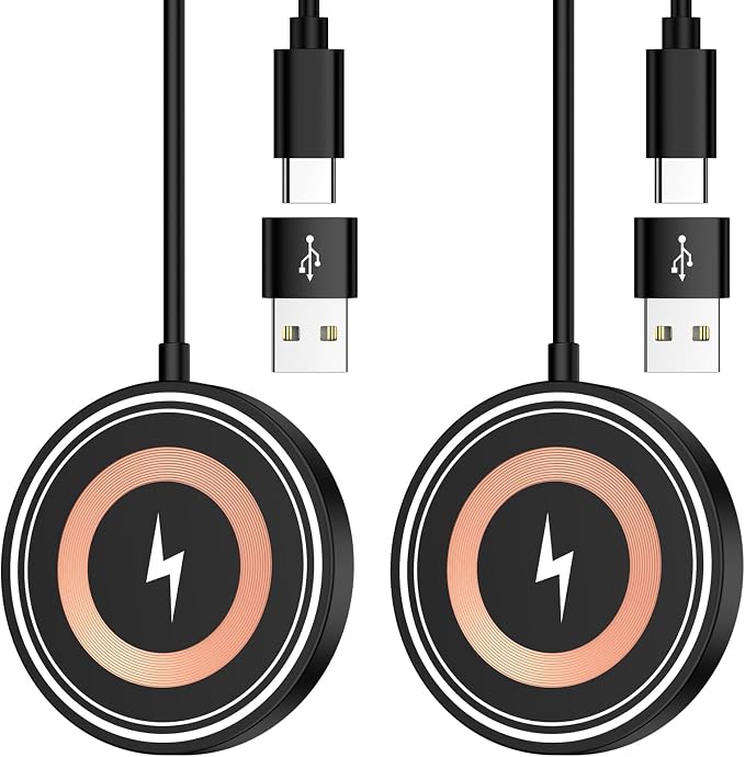 Samsung S26 Ultra Wireless Charger Fast Charging Pad Magnetic Charger for Samsung Galaxy S26 Plus/S25 Ultra/S24/S23/S22/2Pack 15W Fast Magsafe Charger Pad with USB A Adapter for iPhone 17 Pro/16/15/14 by Ououdee