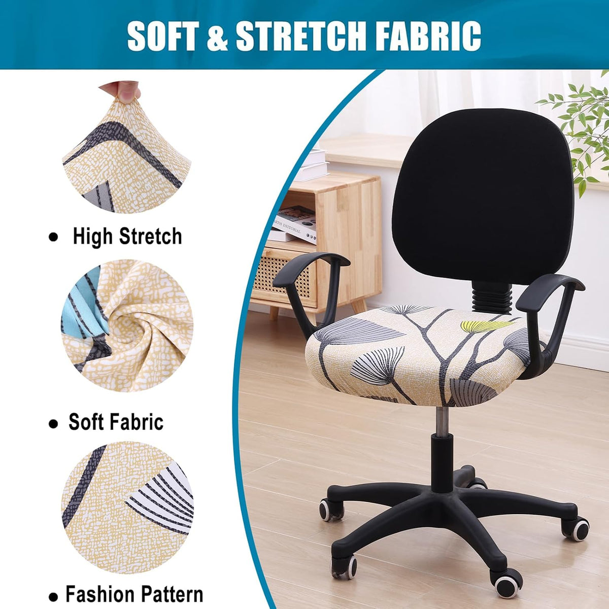 Smiry Stretch Printed Office Computer Desk Chair Seat Covers - Image 6