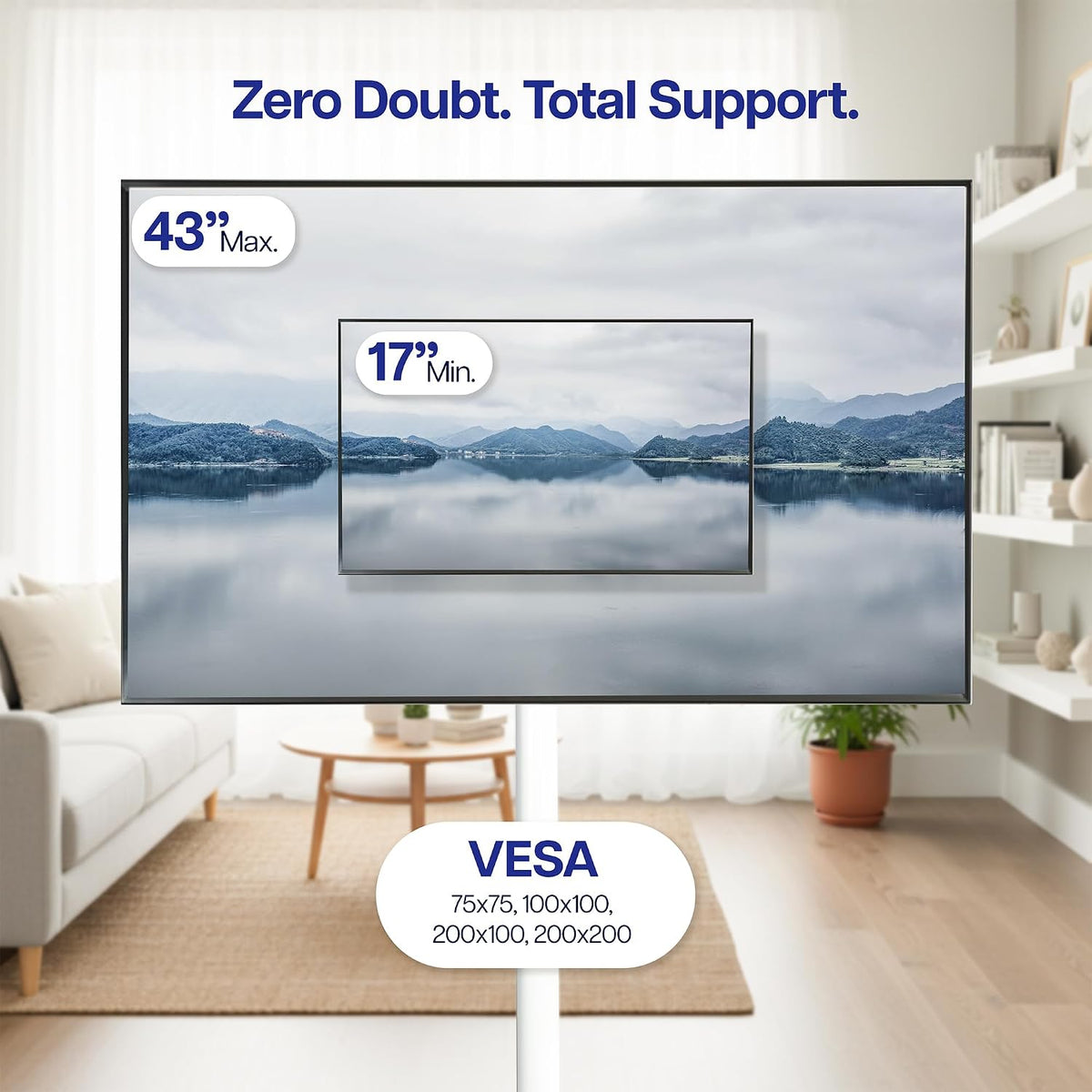 VIVO Mobile TV Cart for 17" to 43" Screens, Holds 37.4 lbs - Image 7